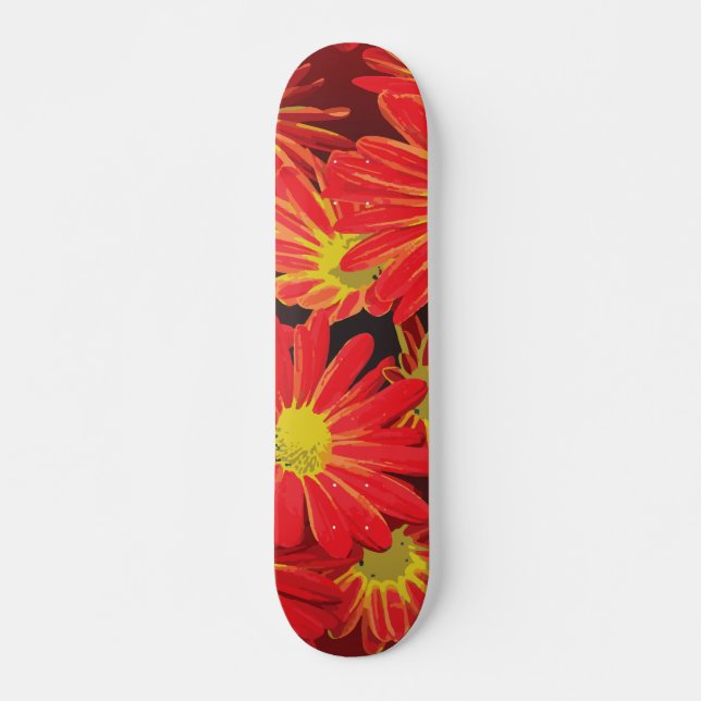 Red and Yellow Flowers 1 Skateboard (Front)