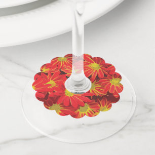 Red and Yellow Flowers 1 Wine Glass Tag