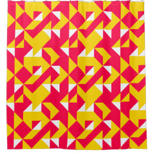 Red and Yellow Geometric Pattern Shapes Shower Curtain