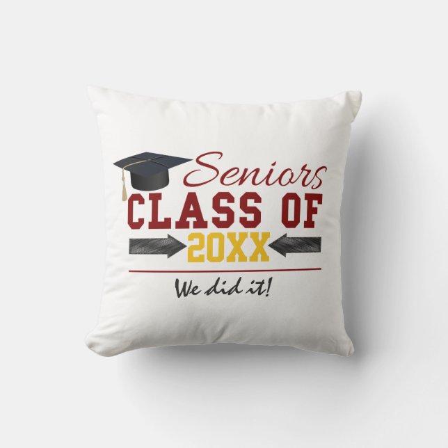 Red and Yellow Graduation Gear Cushion (Front)