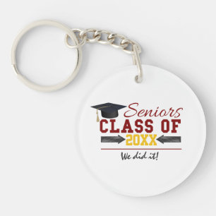 Red and Yellow Graduation Gear Key Ring