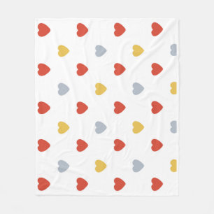 Red And Yellow Hearts Fleece Blanket