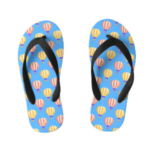 Red and Yellow Hot Air Balloons Pattern Kid's Jandals