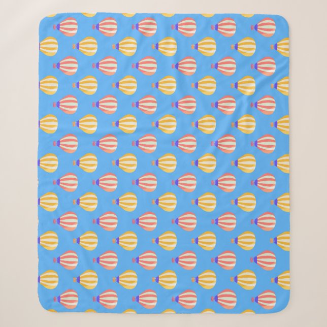 Red and Yellow Hot Air Balloons Pattern Sherpa Blanket (Front)