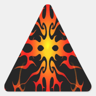 Red and Yellow Hot Rod Flames Triangle Sticker