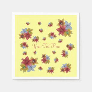 Red and yellow Lily flowers pretty floral Napkin