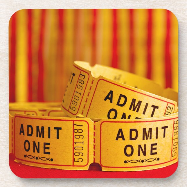 Red and Yellow Movie Tickets Coaster (Front)