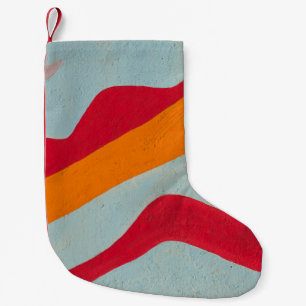 Red and yellow painted wall small christmas stocking