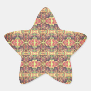 Red and yellow pattern star sticker