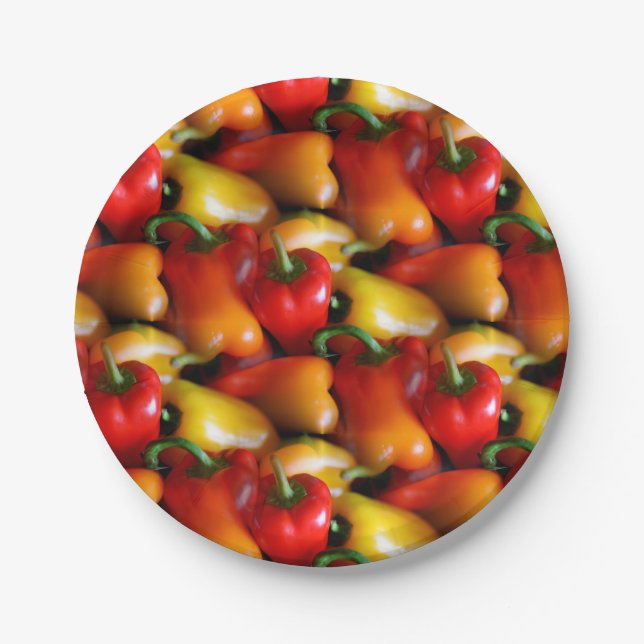 Red and Yellow Peppers Paper Plate (Front)