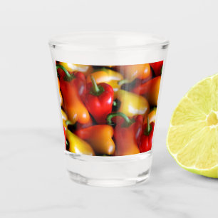 Red and Yellow Peppers Shot Glass