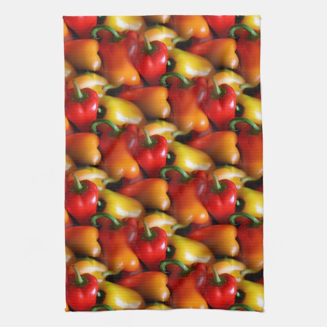 Red and Yellow Peppers Tea Towel (Vertical)