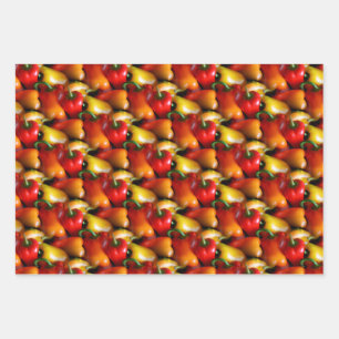 Red and Yellow Peppers Wrapping Paper Sheet