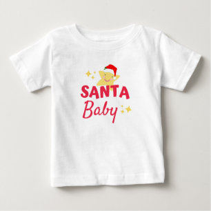 Red and Yellow Playful Santa Baby Christmas T-Shirt