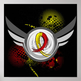 Red And Yellow Ribbon And Wings Hepatitis C Poster