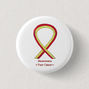 Red and Yellow Ribbon Awareness Button Pins
