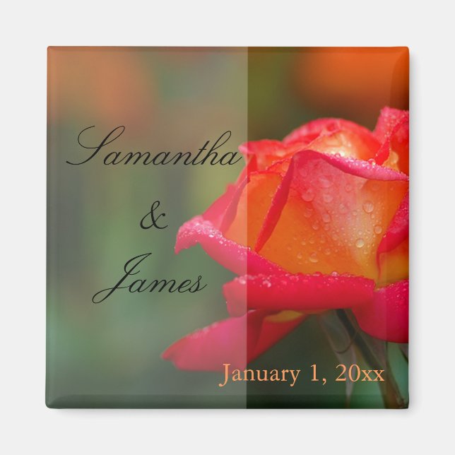 Red and Yellow Rose Personal Wedding Magnet (Front)