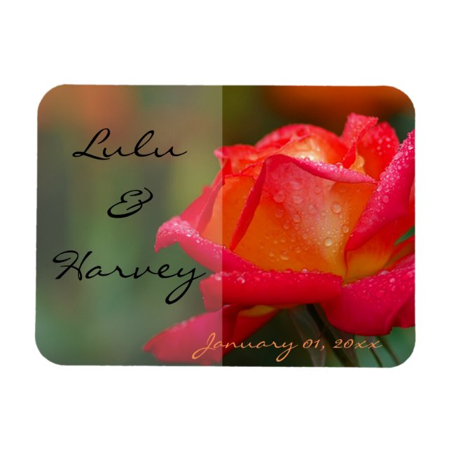 Red and Yellow Rose Personal Wedding Magnet (Horizontal)