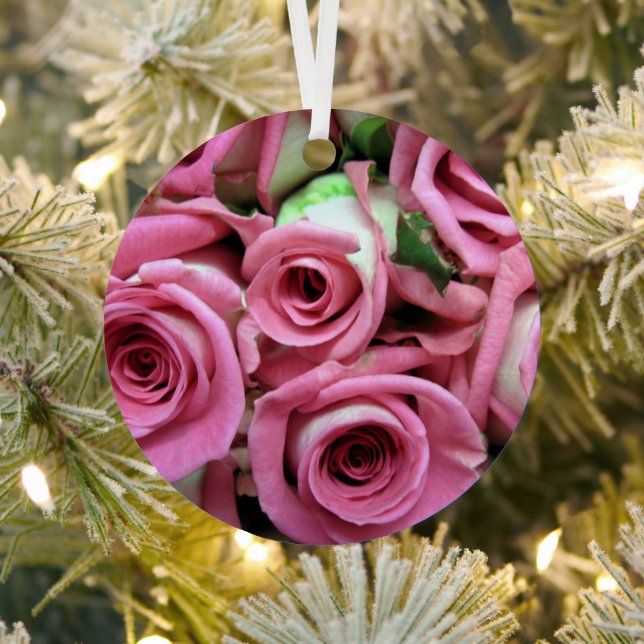 Red and Yellow Roses Metal Circle Ornament (Insitu)