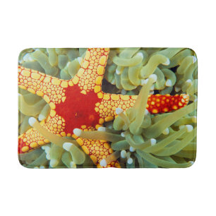 Red And Yellow Sea Star Bath Mat