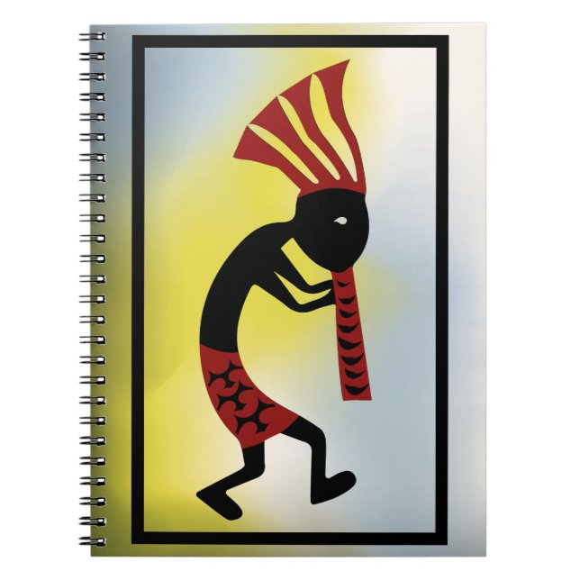Red and Yellow shades of Kokopelli Notebook (Front)