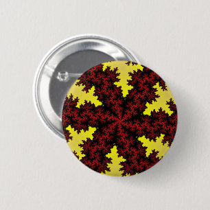 Red and Yellow Snowflake 6 Cm Round Badge