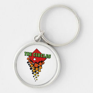 Red and Yellow Squares with Green the Circles Text Key Ring