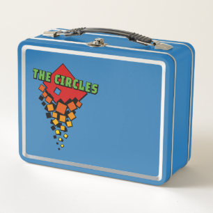 Red and Yellow Squares with Green the Circles Text Metal Lunch Box