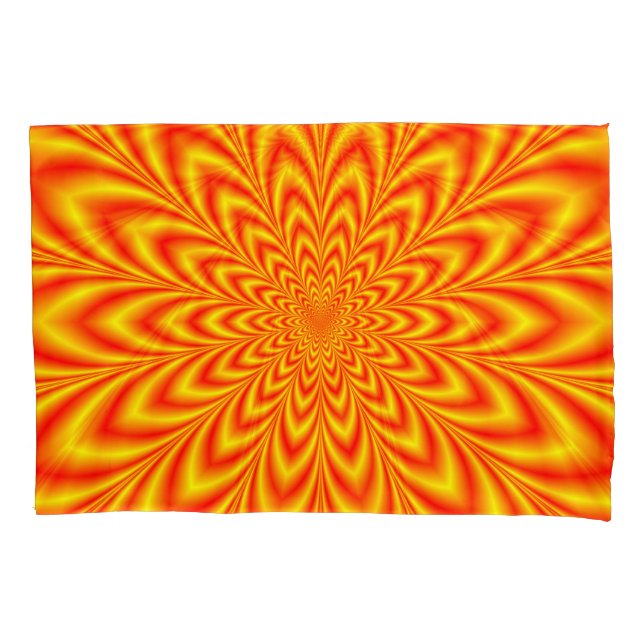 Red and Yellow Star Flower Pillowcase (Front)