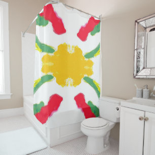 Red and Yellow Starburst shower curtain