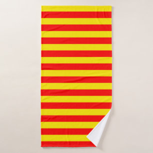 Red and Yellow Stripes Design Bath Towel
