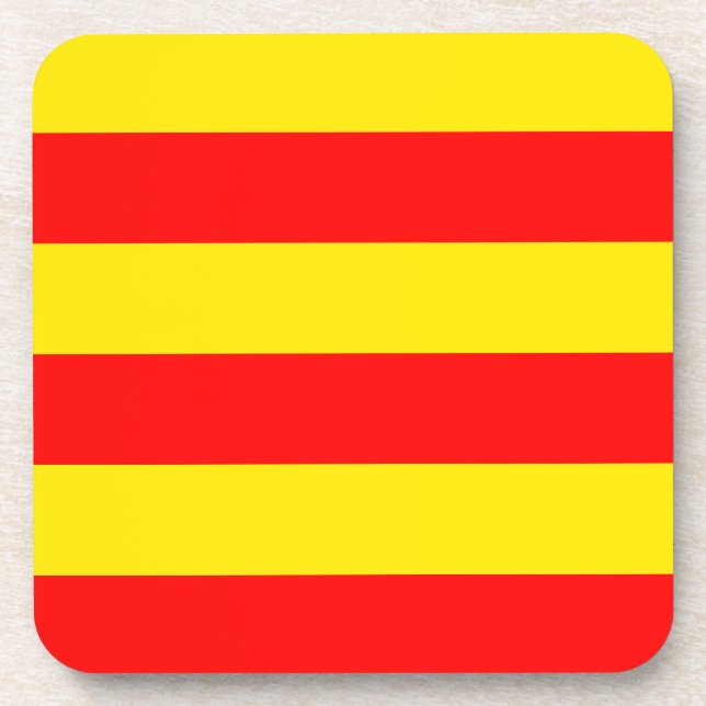 Red and Yellow Stripes Design Coaster (Front)