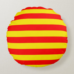 Red and Yellow Stripes Design Round Cushion