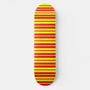 Red and Yellow Stripes Design Skateboard