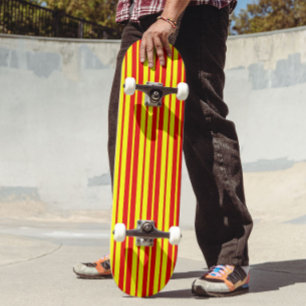 Red and Yellow Stripes Design Skateboard
