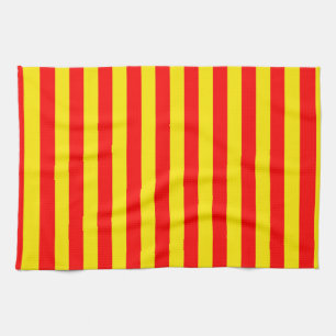 Red and Yellow Stripes Design Tea Towel