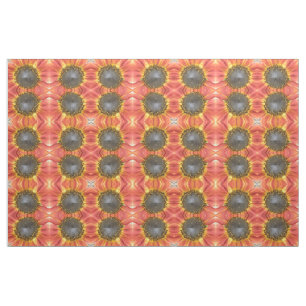 Red and Yellow Sunflower Floral Patterned Fabric