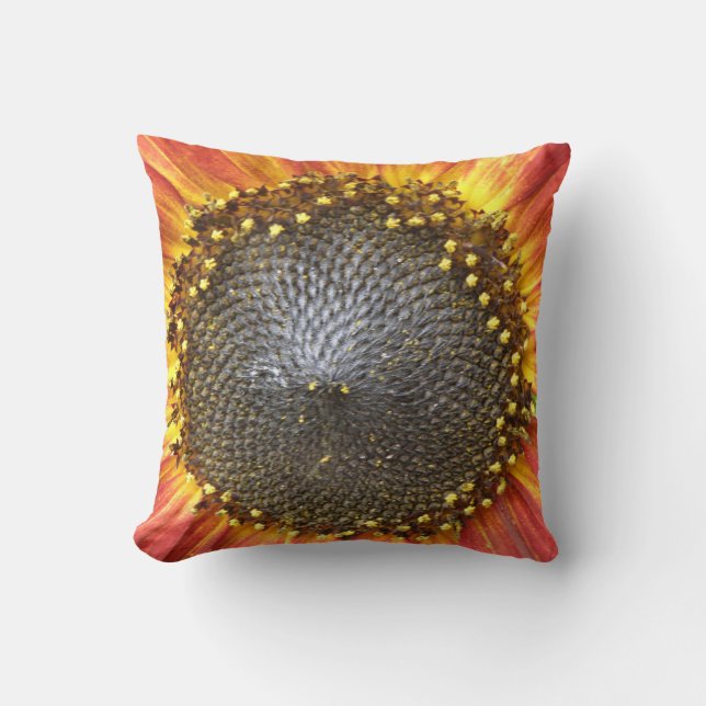 Red and Yellow Sunflower Pillow (Front)