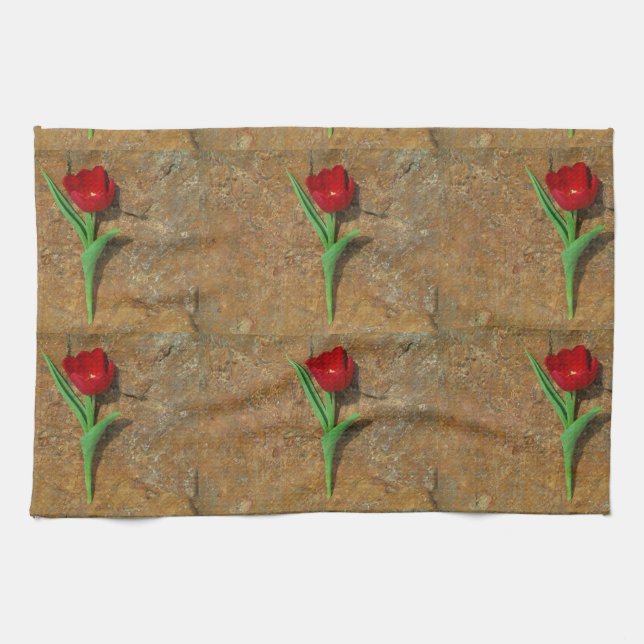 Red and Yellow Tulip Tea Towel (Horizontal)