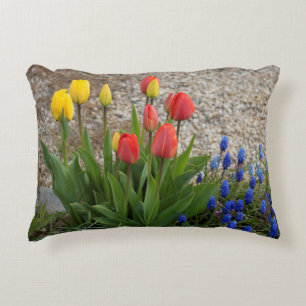 Red And Yellow Tulips Decorative Cushion