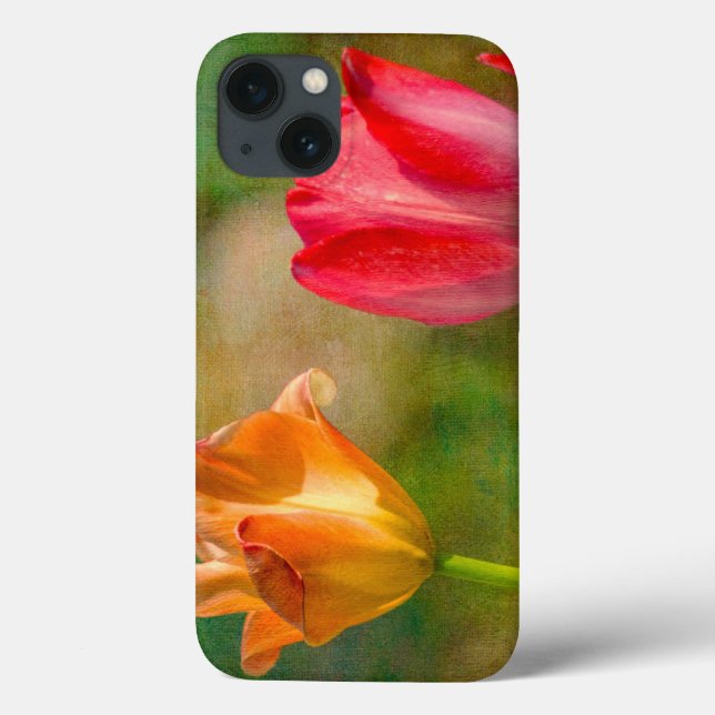 Red and yellow tulips on textured background Case-Mate iPhone case (Back)