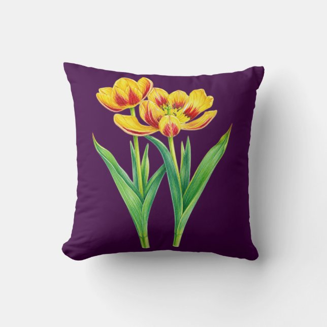Red and Yellow Tulips Pillow (Front)
