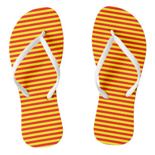 Red and Yellow Vintage Thin Stripes Jandals