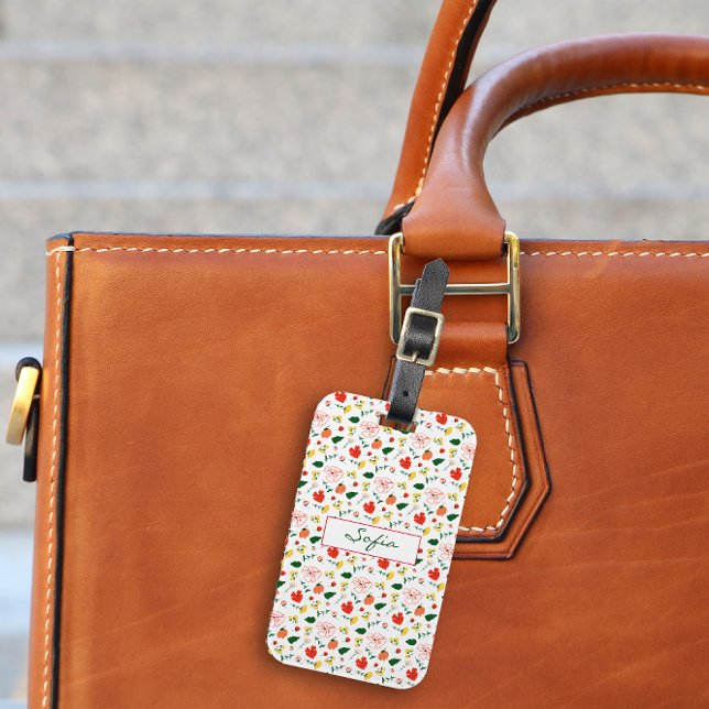 Red and yellow wildflowers pattern Luggage Tag (Creator Uploaded)