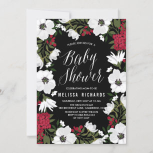 Red Anemone Blooms Baby Shower Invitation