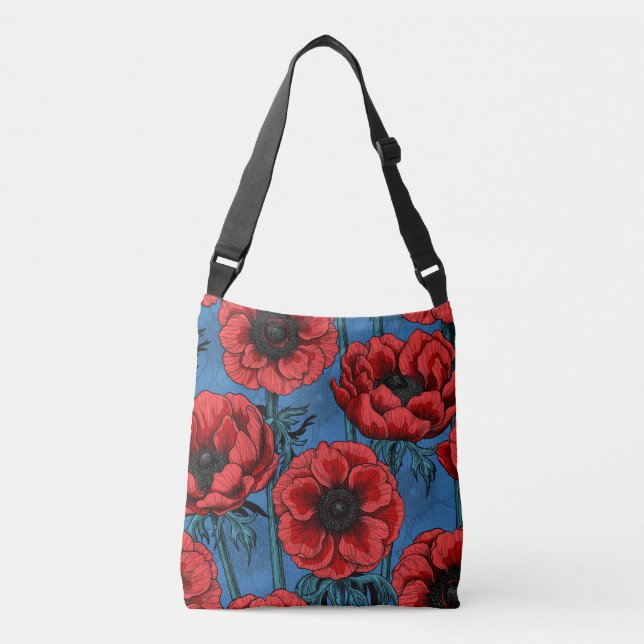 Red anemone garden crossbody bag (Front)