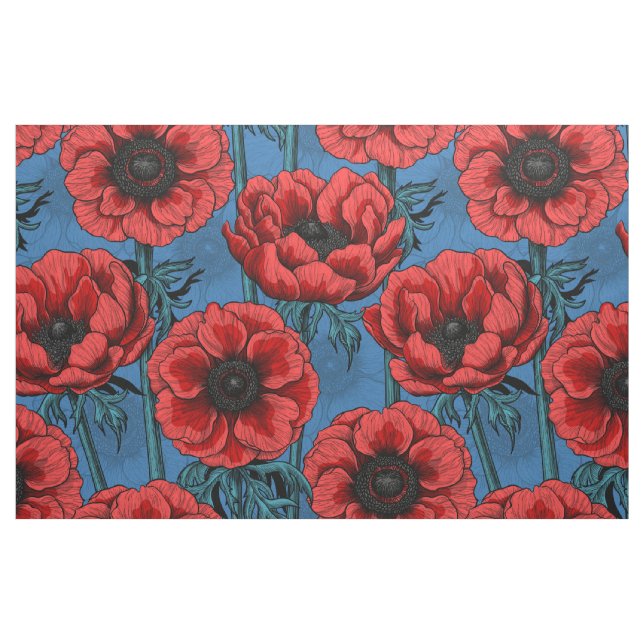 Red anemone garden fabric (Fat Quarter)
