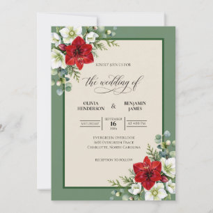 Red Anemone Sage Wedding Invitation