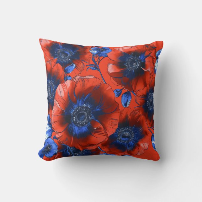 Red Anemones  Cushion (Front)