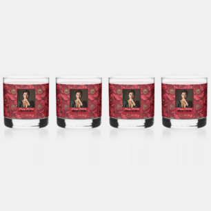 Red Anemones Garden Fifty Birthday Personalised Whiskey Glass